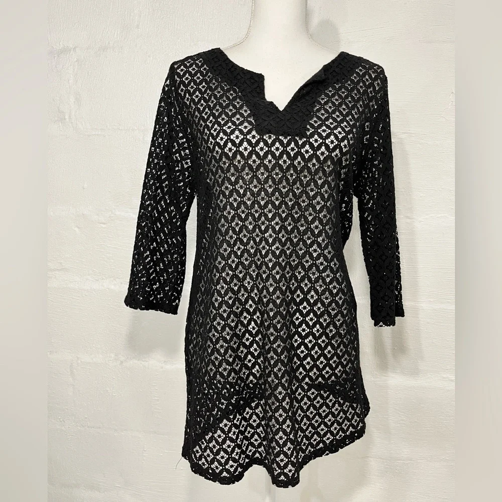 LAUNDRY BY SHELLI SEGAL CROCHET TUNIC SWIM COVER UP